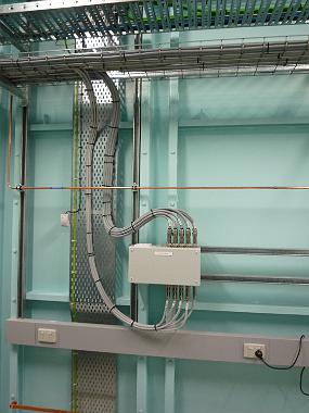Vertical cable trays and break out box