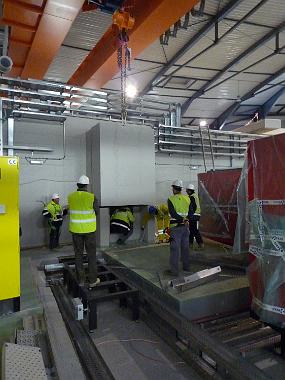 The RF wave guide installation needs a moving concrete block. Now the crane is blocked too with this problem.