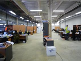 The temporary offices on site